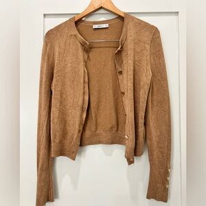 Zara Basic Knit Cardigan with Gold Buttons Size Medium